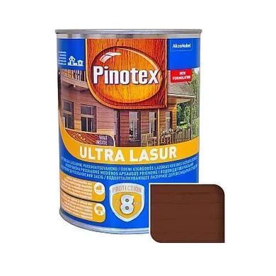 Пропитка для дерева Pinotex Ultra Lasur с декоративным эффектом, 1 л, (каменно-серая, бесцветная, тик, палисандр, орех, орегон, рябина, красное дерево, калужниця,)