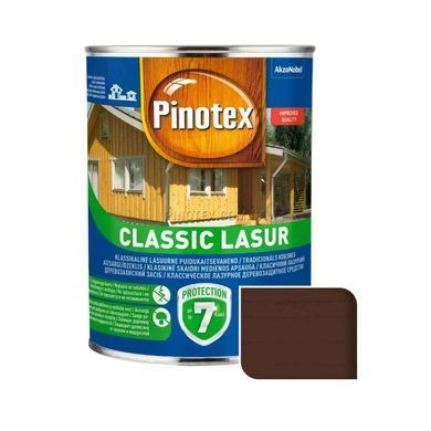 Просочення для дерева Pinotex Classic Lasur з декоративним ефектом, 10 л, (червоне дерево, безбарвне, горіх, калужниця, орегон, палісандр, тік)