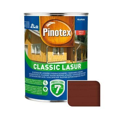 Просочення для дерева Pinotex Classic Lasur з декоративним ефектом, 3 л, (червоне дерево, безбарвне, горіх, калужниця, орегон, палісандр, тік)