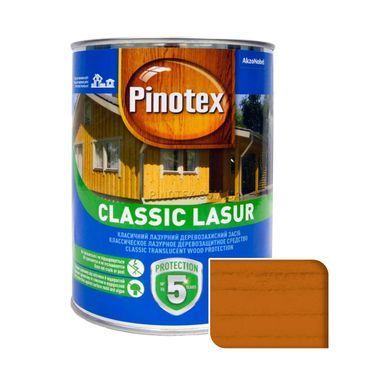 Просочення для дерева Pinotex Classic Lasur з декоративним ефектом, 3 л, (червоне дерево, безбарвне, горіх, калужниця, орегон, палісандр, тік)